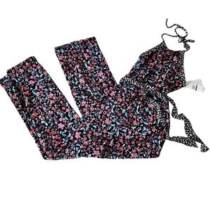 Kingston Grey Jumpsuit XL Multicolor Floral Halter Tie‎ Waist Pants Casual